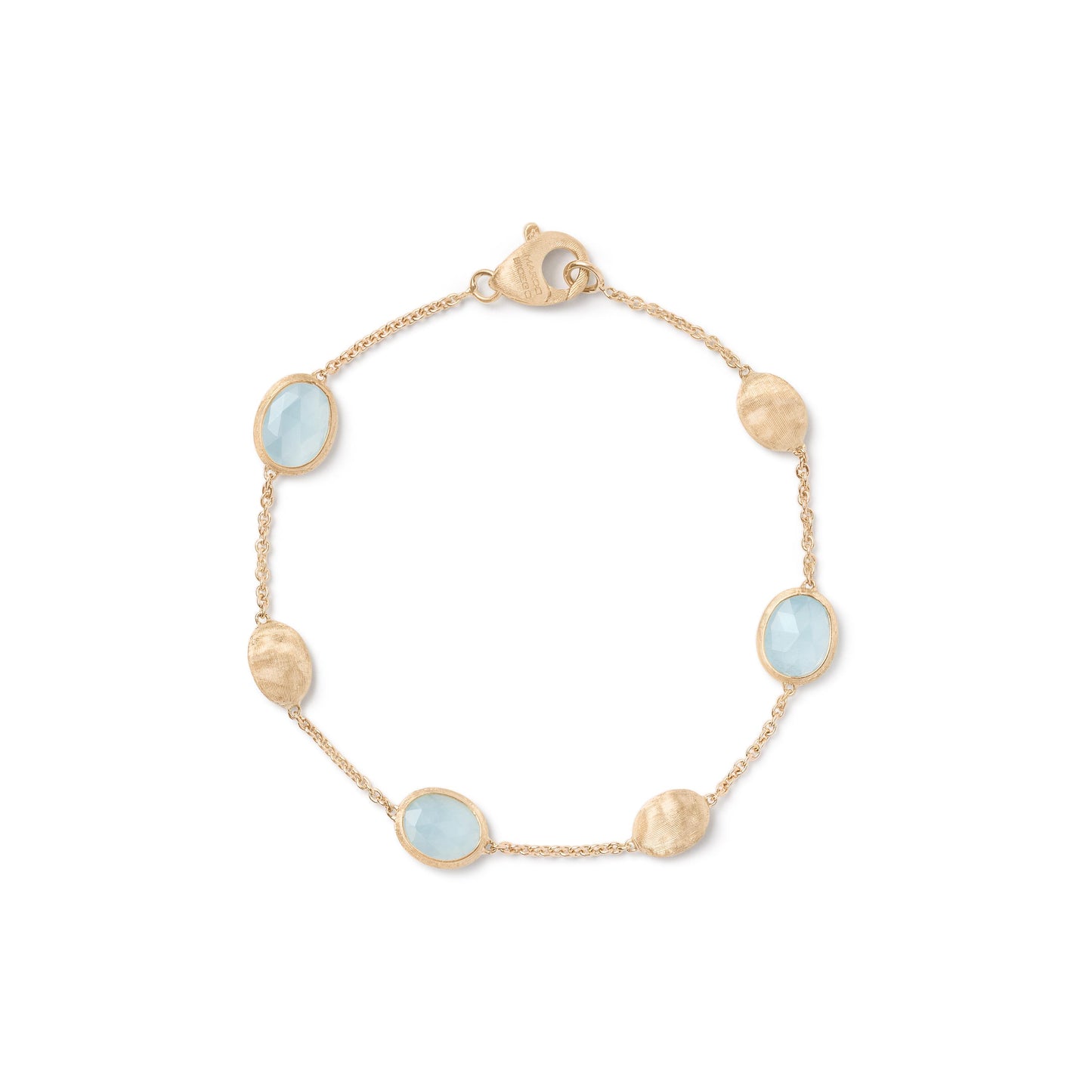 Bracciale con ovaline in oro e acquamarina