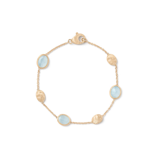 Bracciale con ovaline in oro e acquamarina